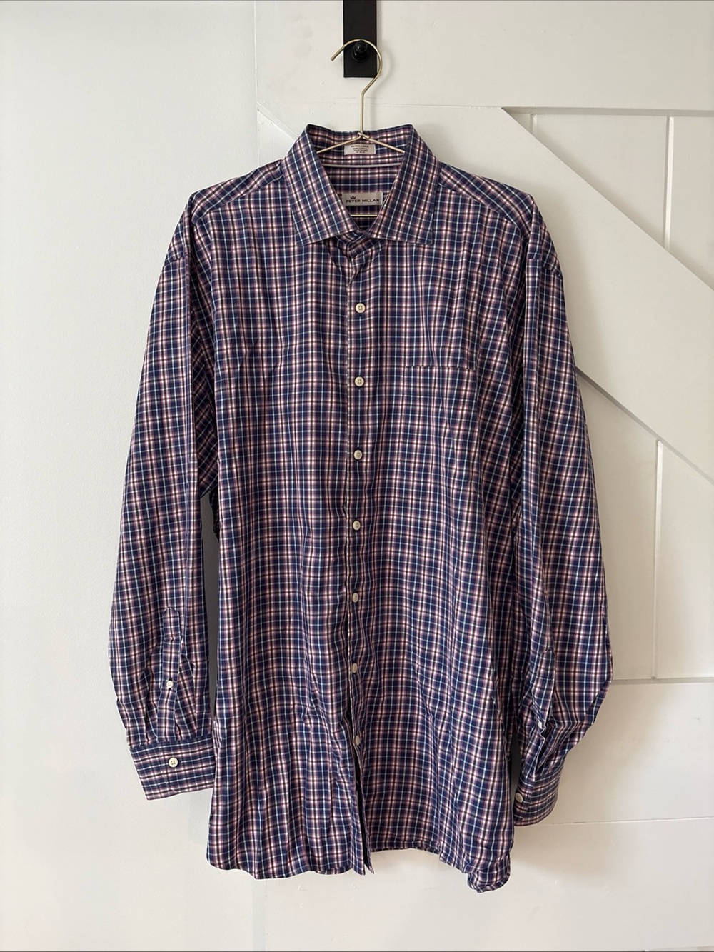 Peter Millar Mens Button Up Long Sleeve Shirt Size XL Plaid Multicolor Casual